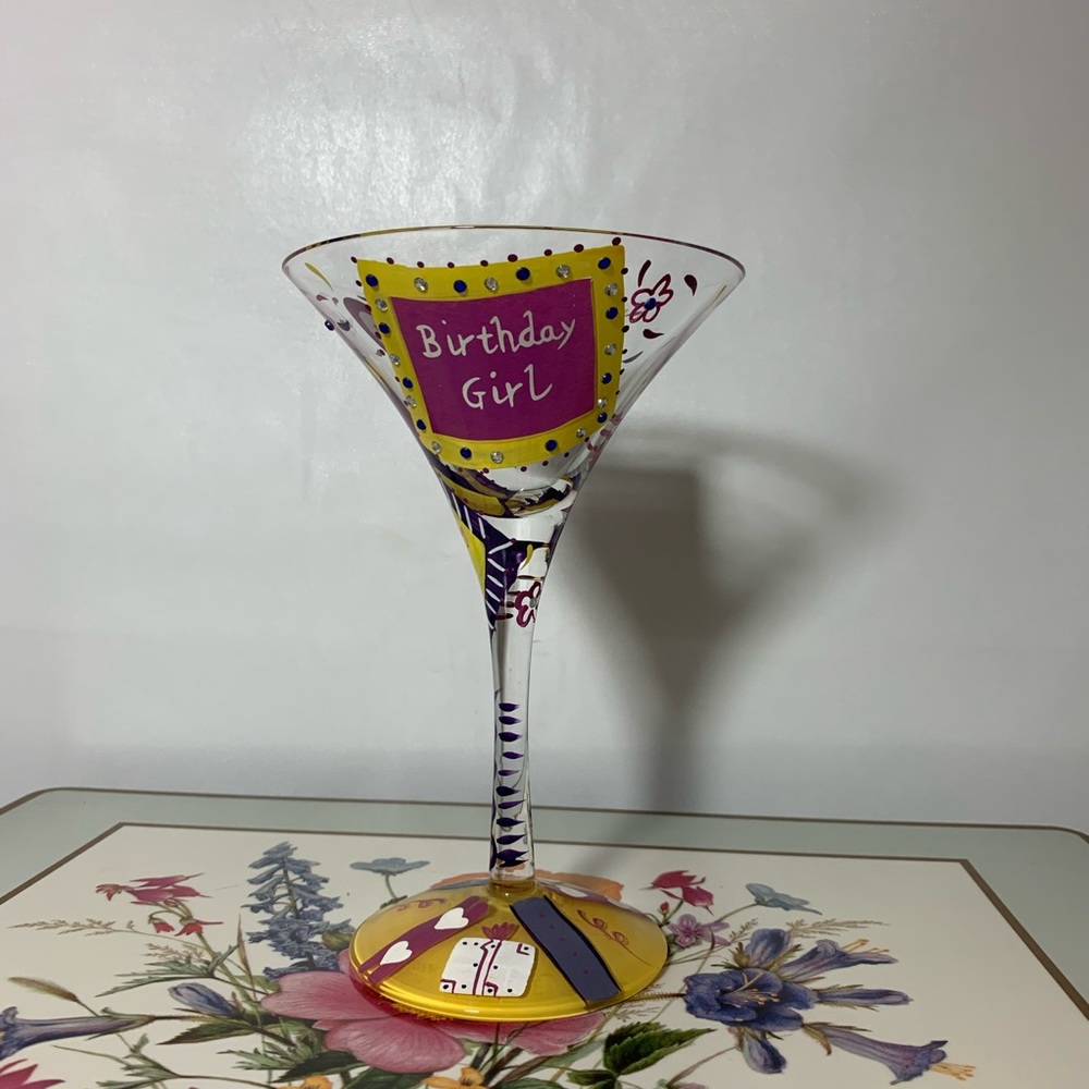 Lolita Martini glass “Birthday Girl” hand painted